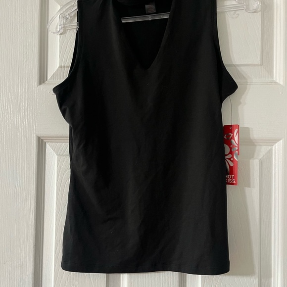 Hot Kiss Womens Tank Top Black Pullover Mock Neck Size Large, made in - Picture 5 of 12